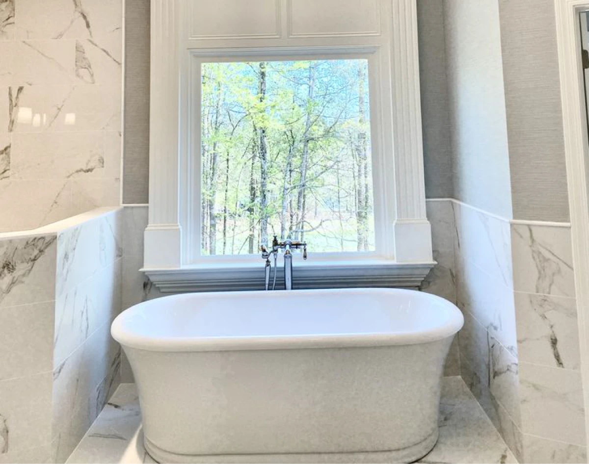 Elegant bathroom with marble accents