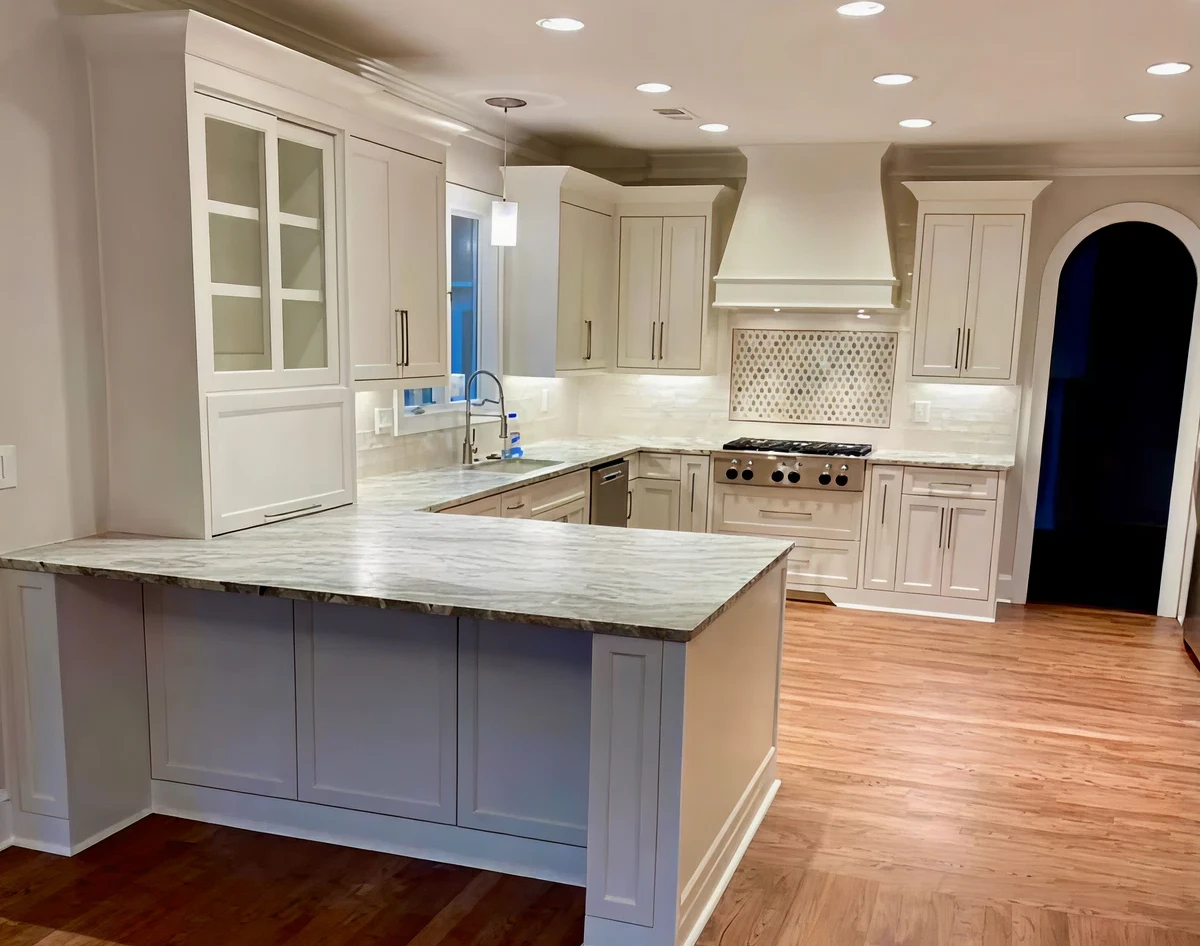 Elegant kitchen design with hardwood floors
